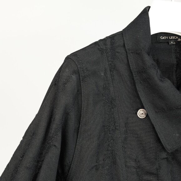 Caty Lesca Black Textured Wool & Cotton Metal-Accent Jacket - Picture 6 of 12